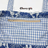 Jeans jacquard tote bag