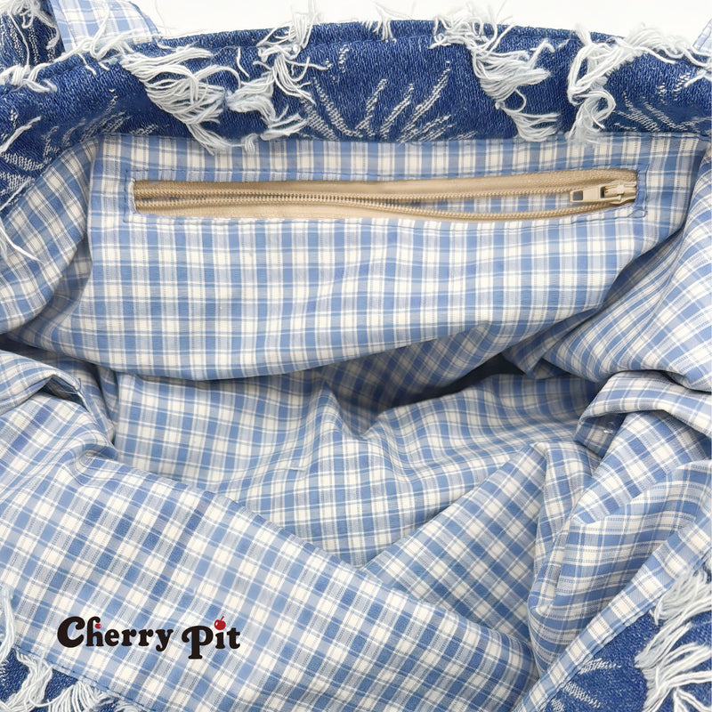 Jeans jacquard tote bag