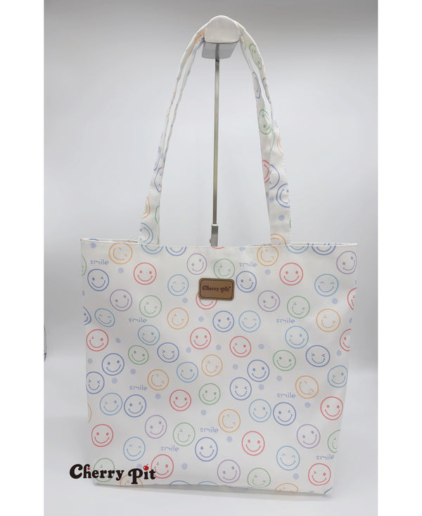 Smile pattern canvas tote bag
