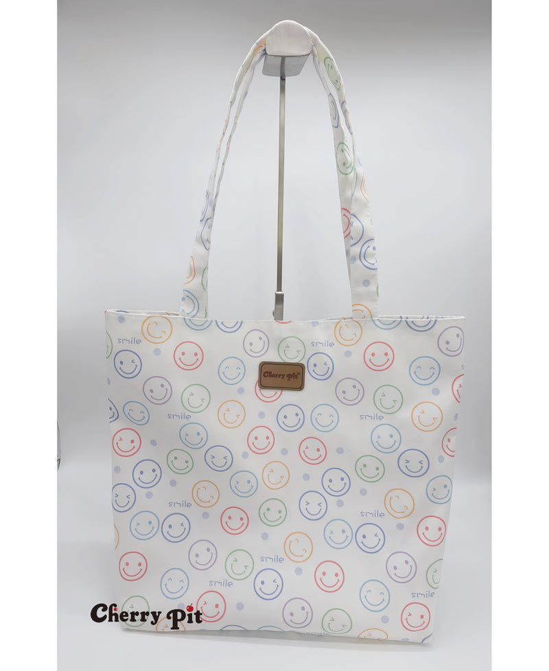 Smile pattern canvas tote bag