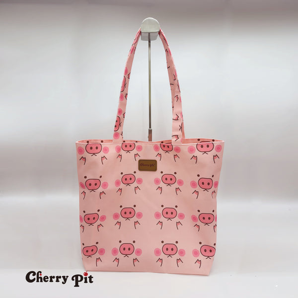 cute piggy pattern canvas tote bag
