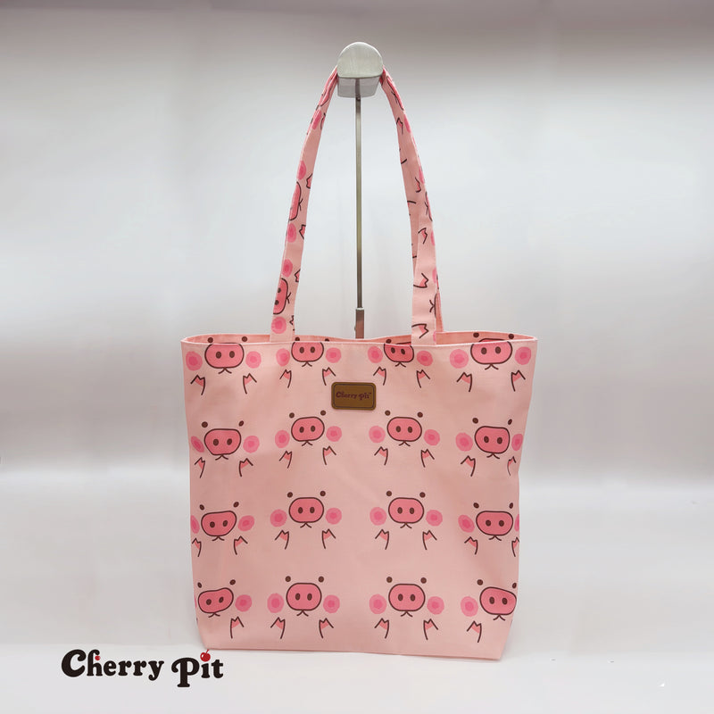 cute piggy pattern canvas tote bag