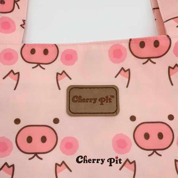 cute piggy pattern canvas tote bag