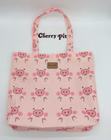 cute piggy pattern canvas tote bag