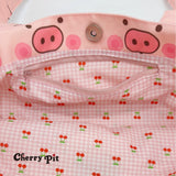 cute piggy pattern canvas tote bag
