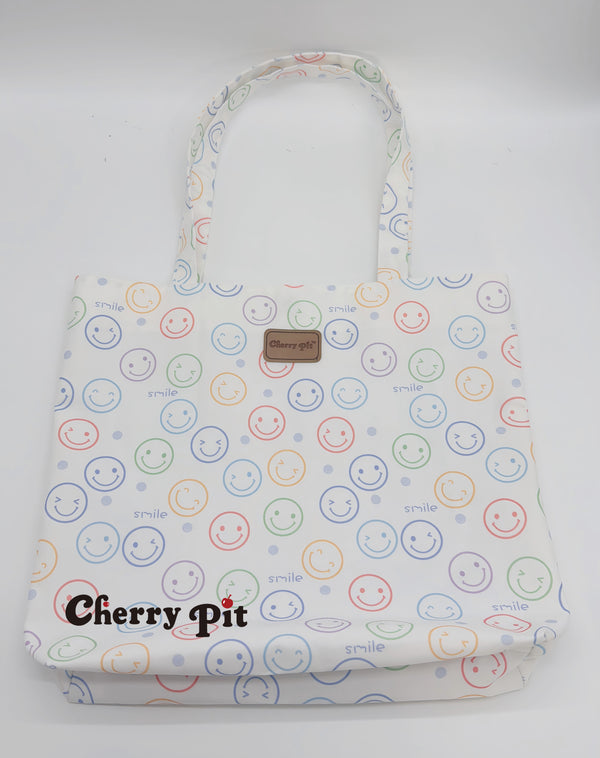 Smile pattern canvas tote bag