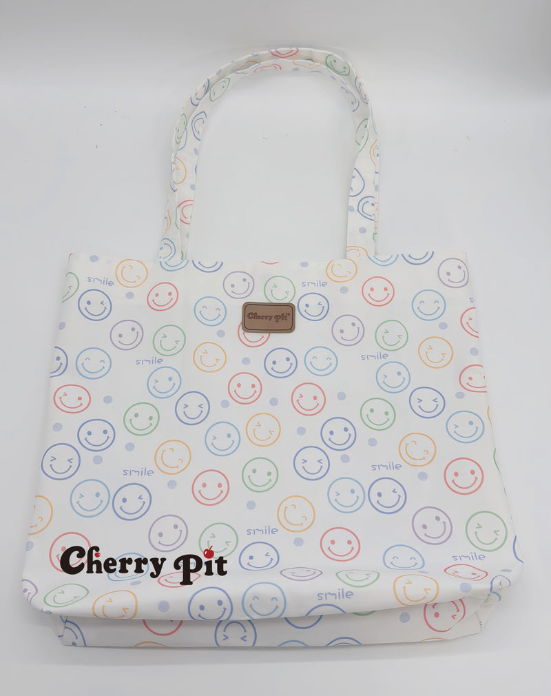 Smile pattern canvas tote bag