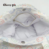 Smile pattern canvas tote bag