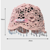 Hand crochet acrylic beanie with crystal trim