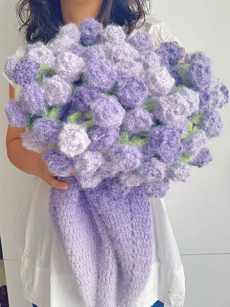 space dyed hairy yarn set rose bouquet blanket