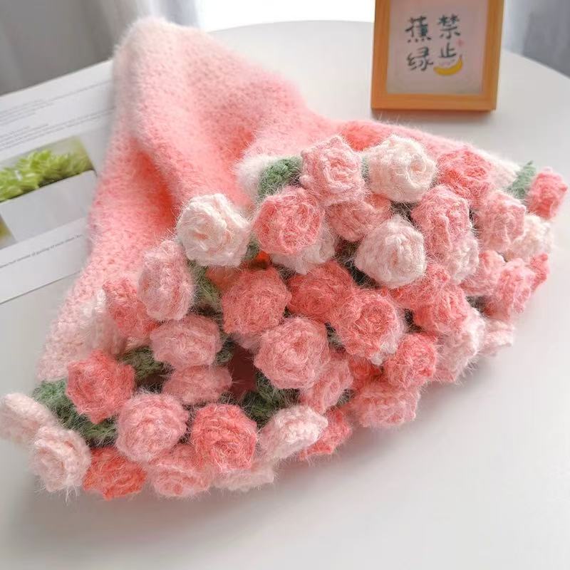 space dyed hairy yarn set rose bouquet blanket
