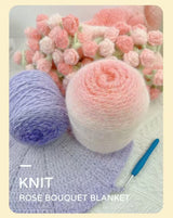 space dyed hairy yarn set rose bouquet blanket