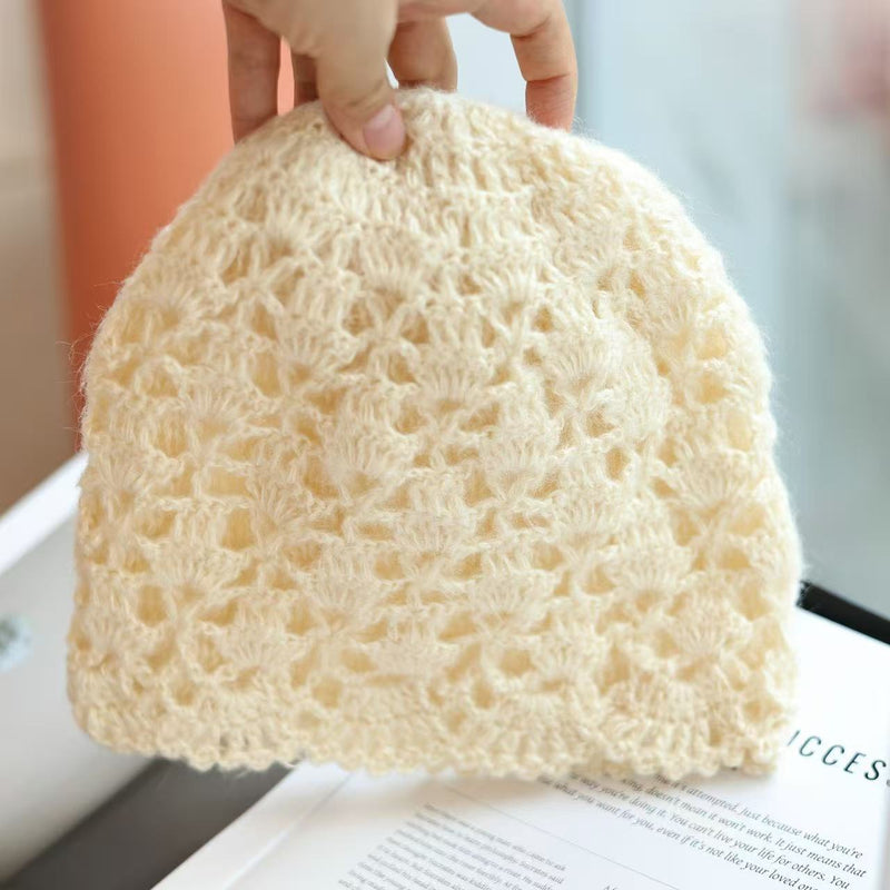 Hand crochet double layer acrylic beanie