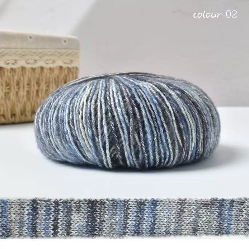 Warm color space dyed cotton mixed yarn.Crochet DIY yarn.