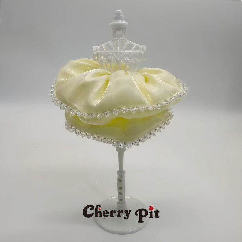 High quality and shiny fabric scunchie with crystal trim