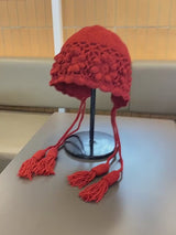 cotton mixed yarn hand crochet trapper with nice tassels