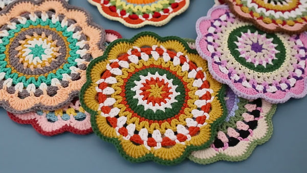 Bohemian handwoven colorful coasters finished products